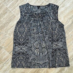 NWOT Rafaella sleeveless blouse black tan and white - size large